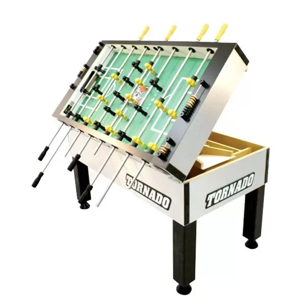 Tornado T-3000 Tournament Foosball Table in Silver/Platinum